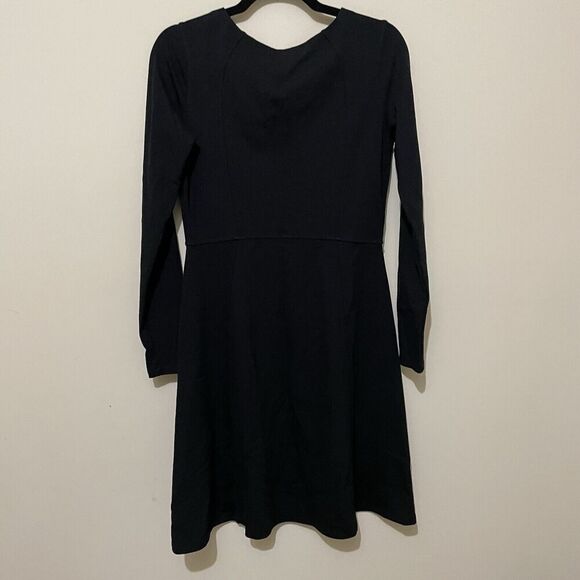 ATHLETA Ponte Knit Fit & Flare Whereupon Dress Small Black Skater Athleisure - Picture 4 of 8